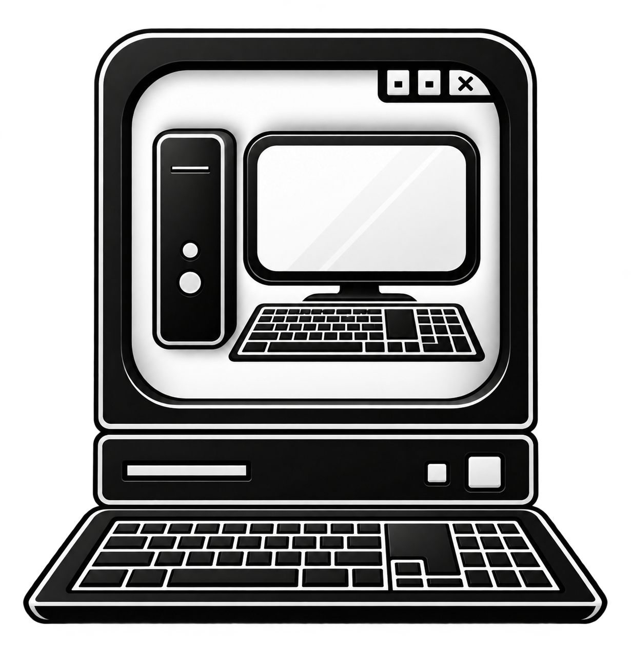 Illustration of a desktop computer and keyboard