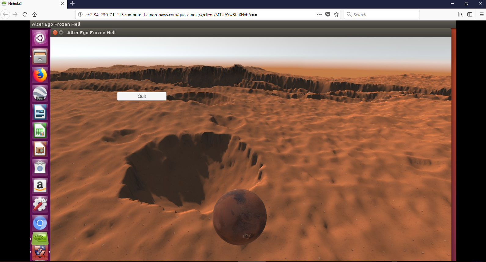 Alter Ego game view over a broad, cratered Martian landscape