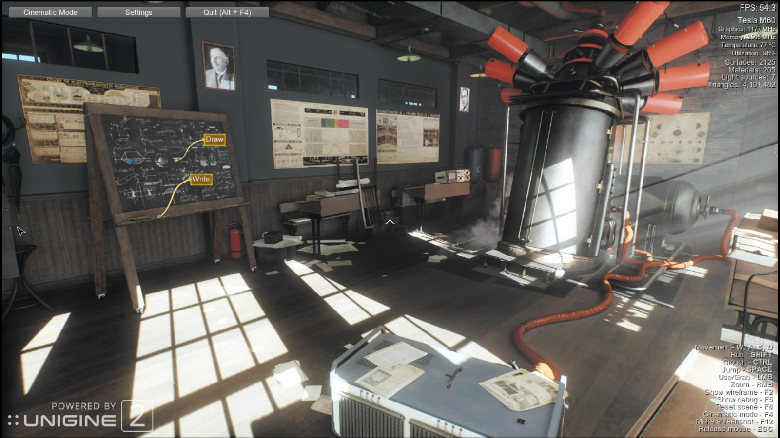 Unigine Superposition benchmark environment running on a cloud desktop