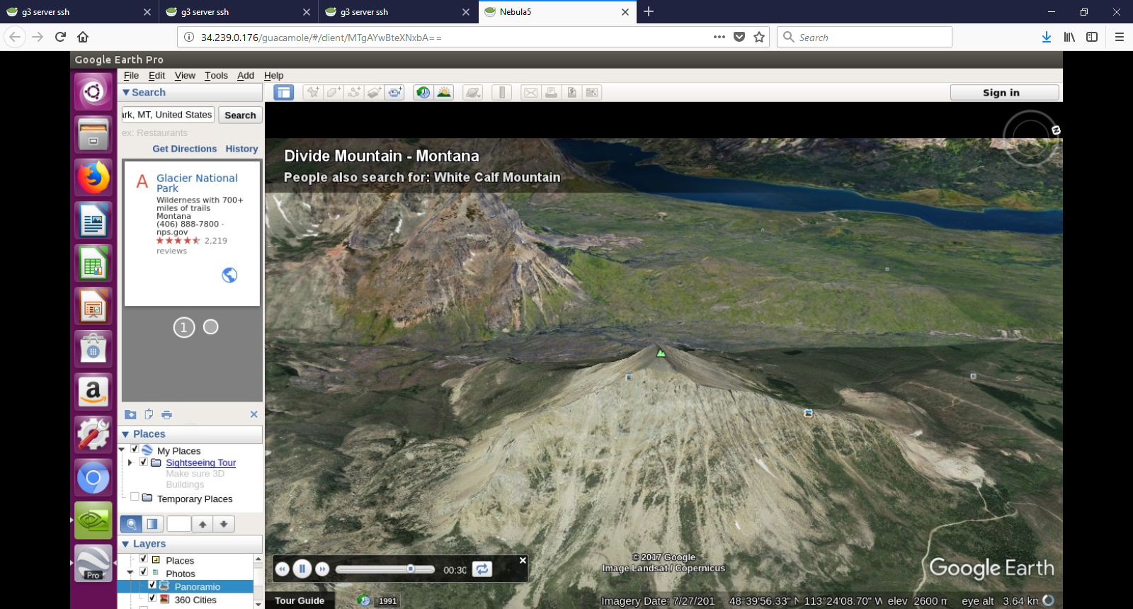 Google Earth aerial 3D view of mountains in Glacier National Park, Montana